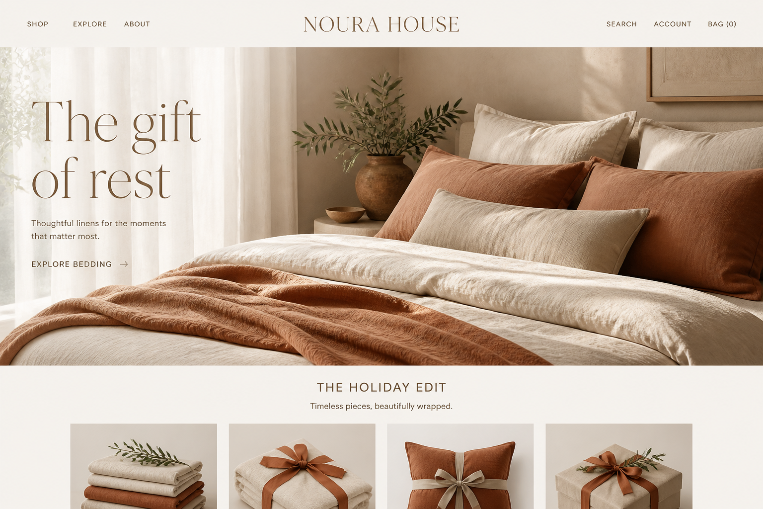 Noura House home textiles storefront