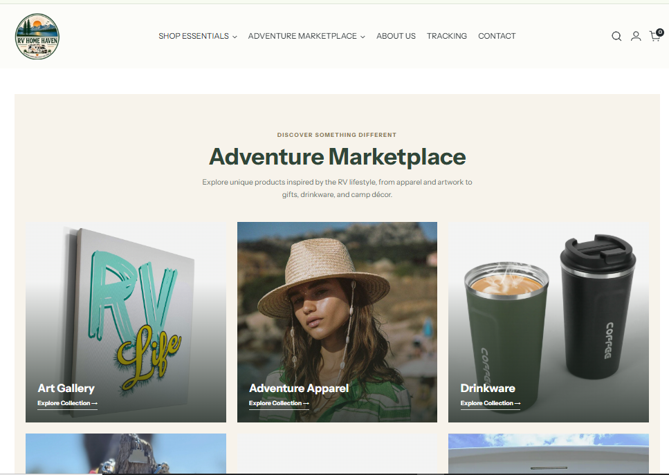 RV Home Haven adventure marketplace section