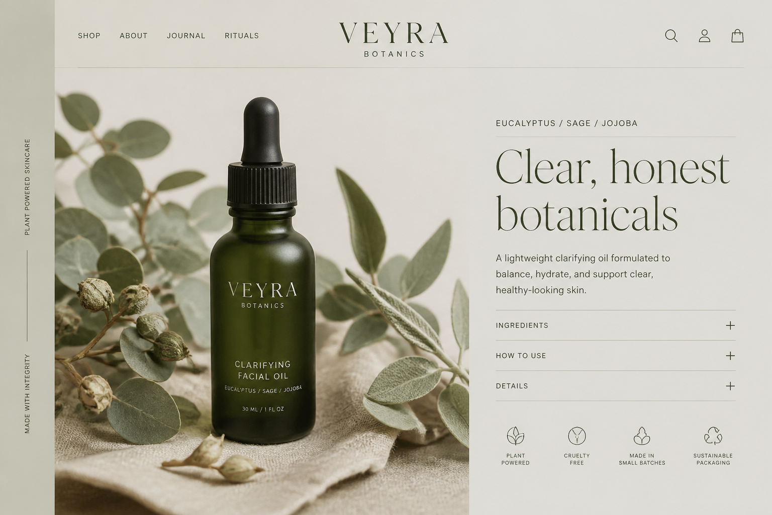 Veyra Botanics product page